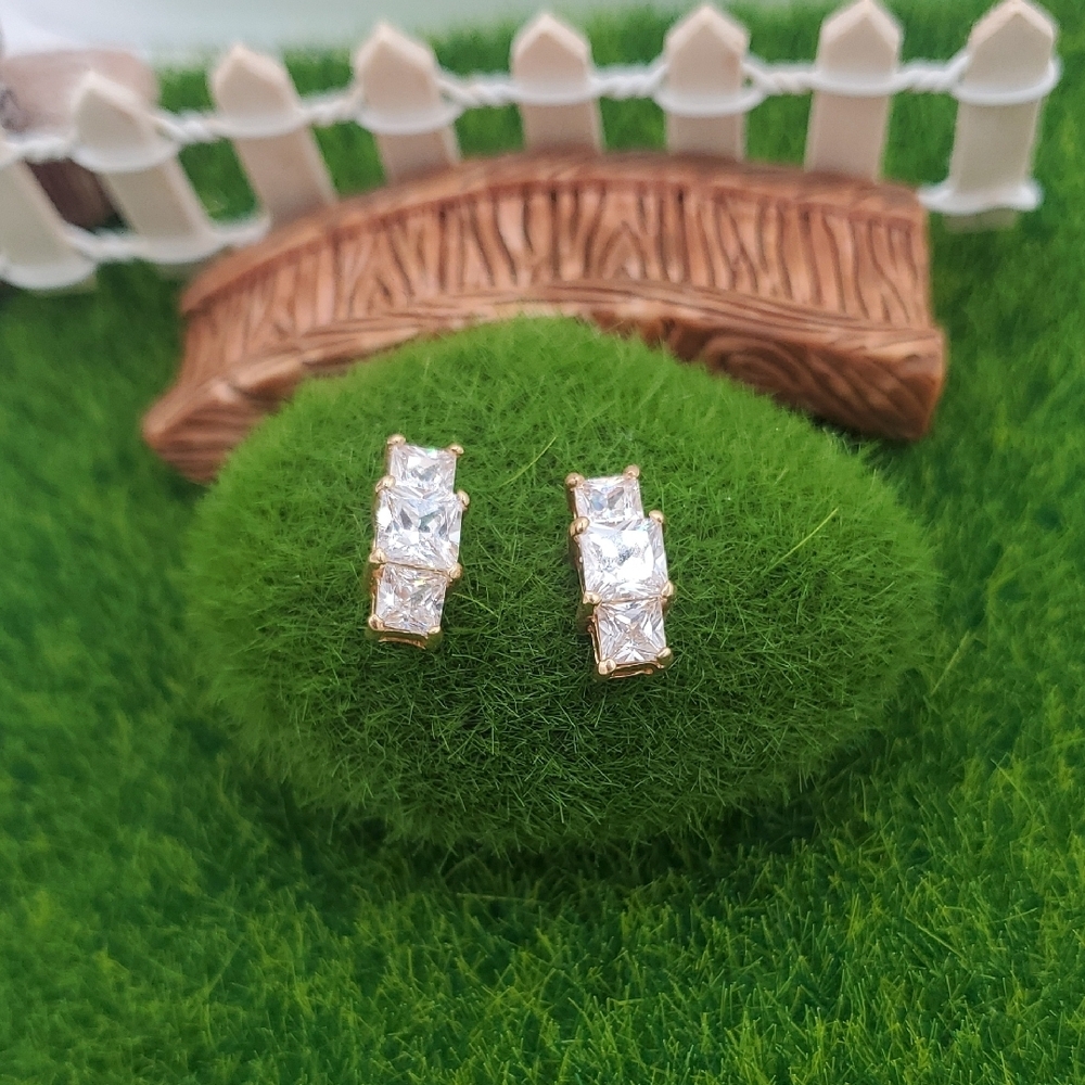 2ct Cz Gold Bonded Estate Earrings Stunning! E1015‎